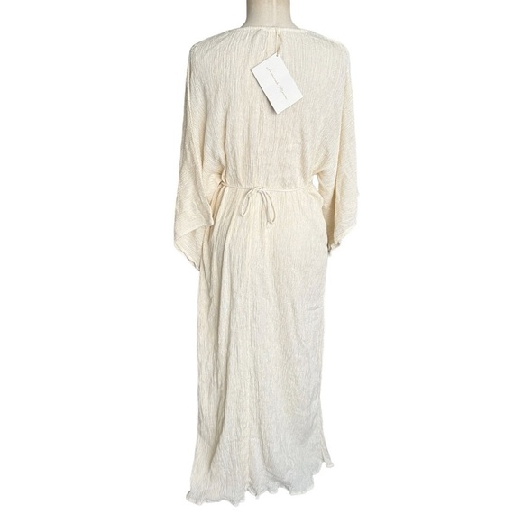 NWT Savannah Morrow Alessia Belted Silk/Bamboo-Blend Crepon Maxi Dress in Cream - Picture 8 of 13